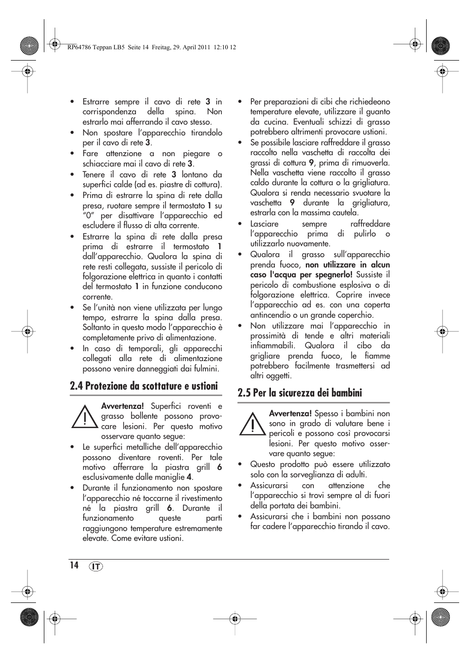 4 protezione da scottature e ustioni, 5 per la sicurezza dei bambini | Silvercrest STYG 2000 A1 User Manual | Page 16 / 46