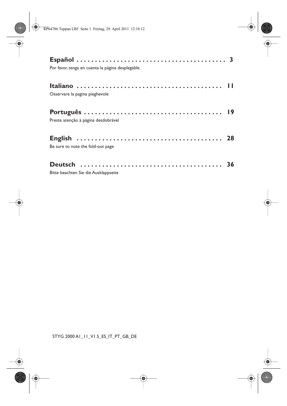 Español, Italiano, Português | English, Deutsch | Silvercrest STYG 2000 A1 User Manual | Page 2 / 46