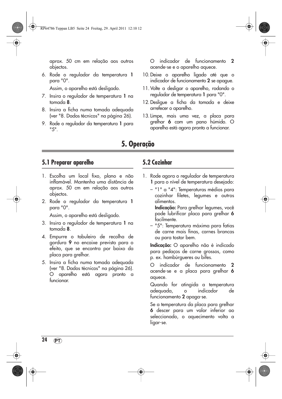 Operação, 1 preparar aparelho, 2 cozinhar | Silvercrest STYG 2000 A1 User Manual | Page 26 / 46