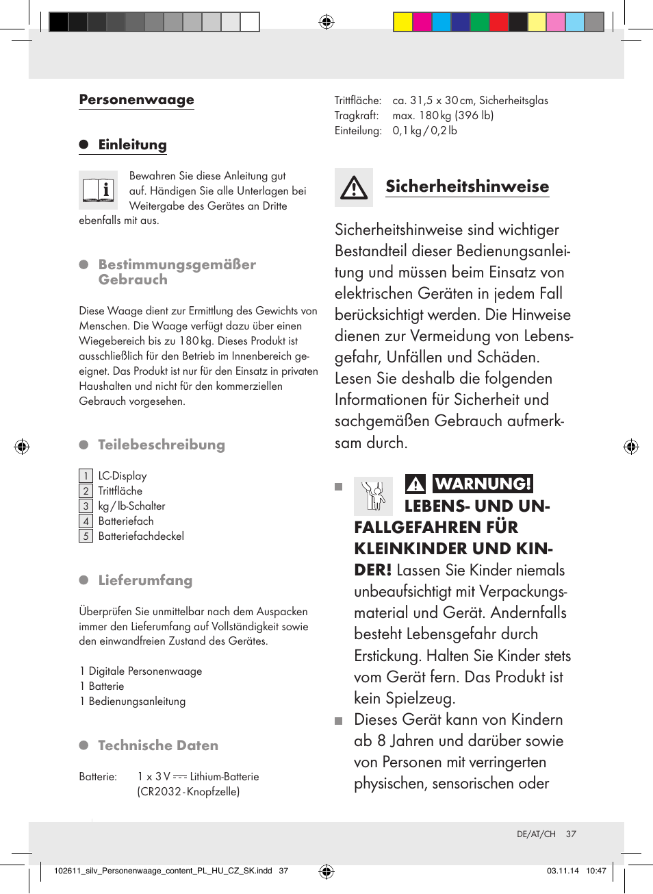 Silvercrest 102611-14-01/102611-14-02 User Manual | Page 37 / 42