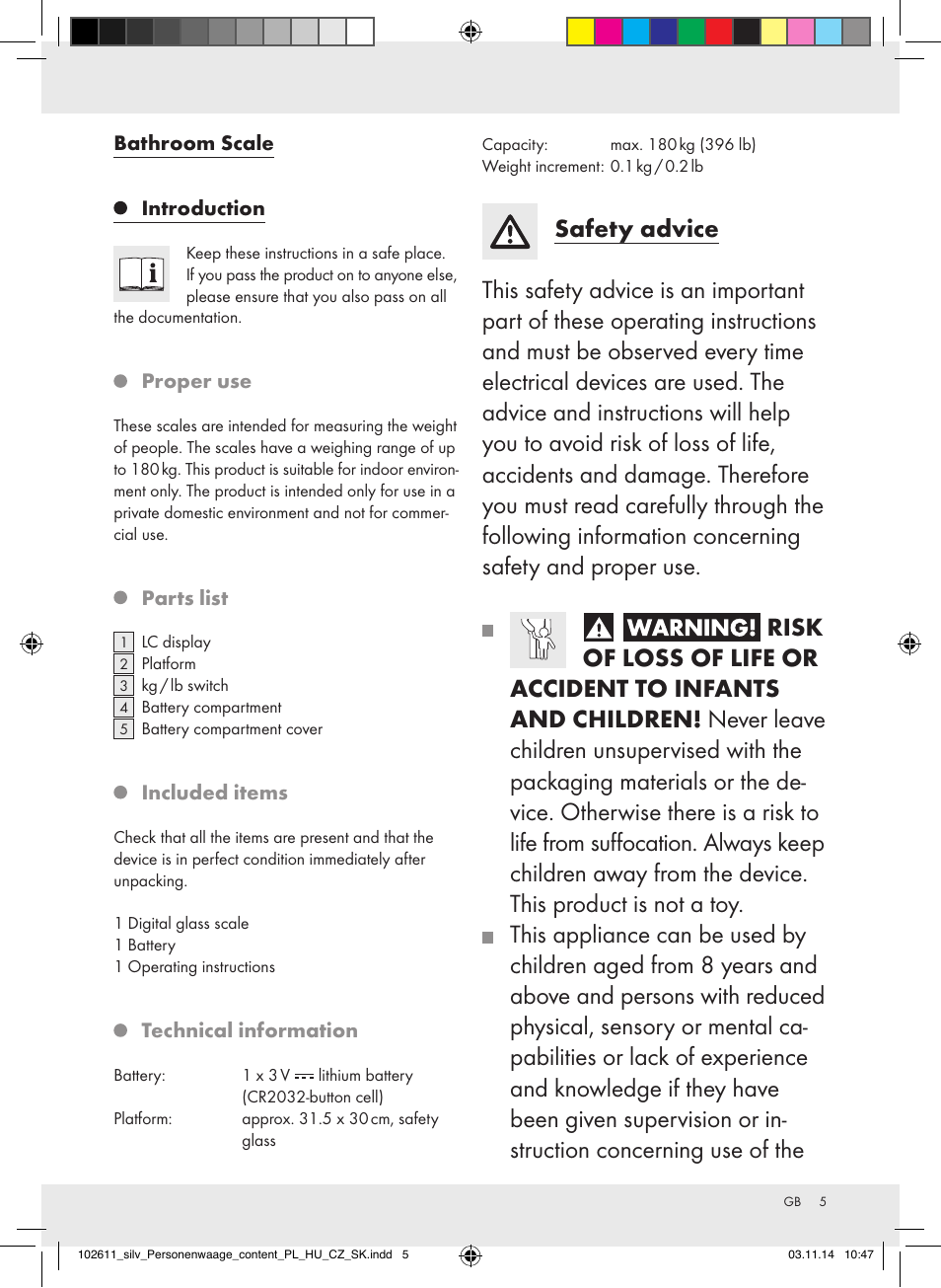 Silvercrest 102611-14-01/102611-14-02 User Manual | Page 5 / 42