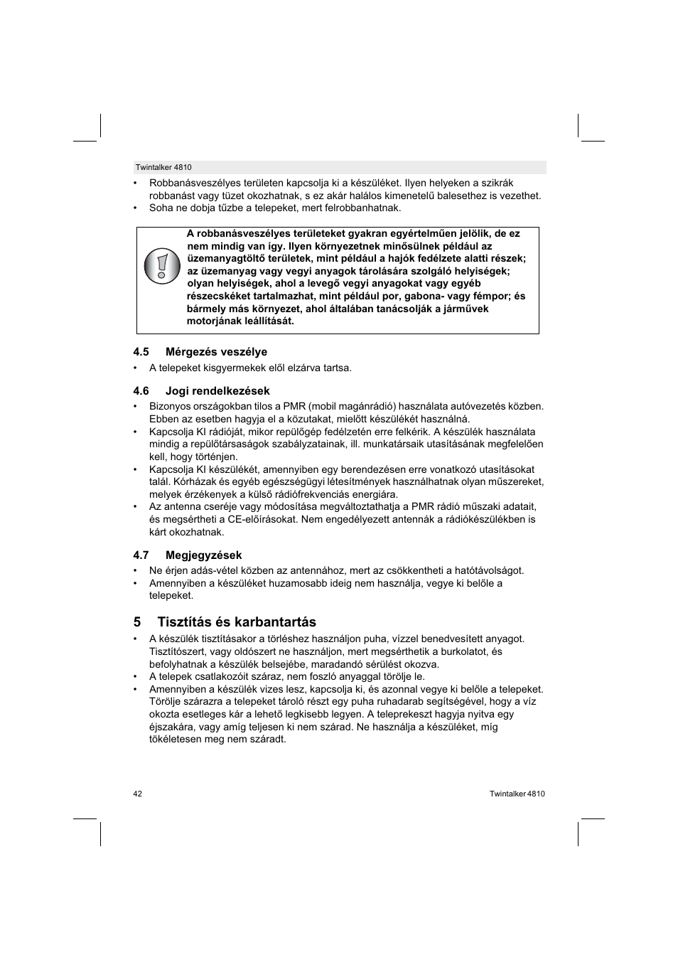 5tisztítás és karbantartás | Silvercrest TWINTALKER 4810 User Manual | Page 42 / 148