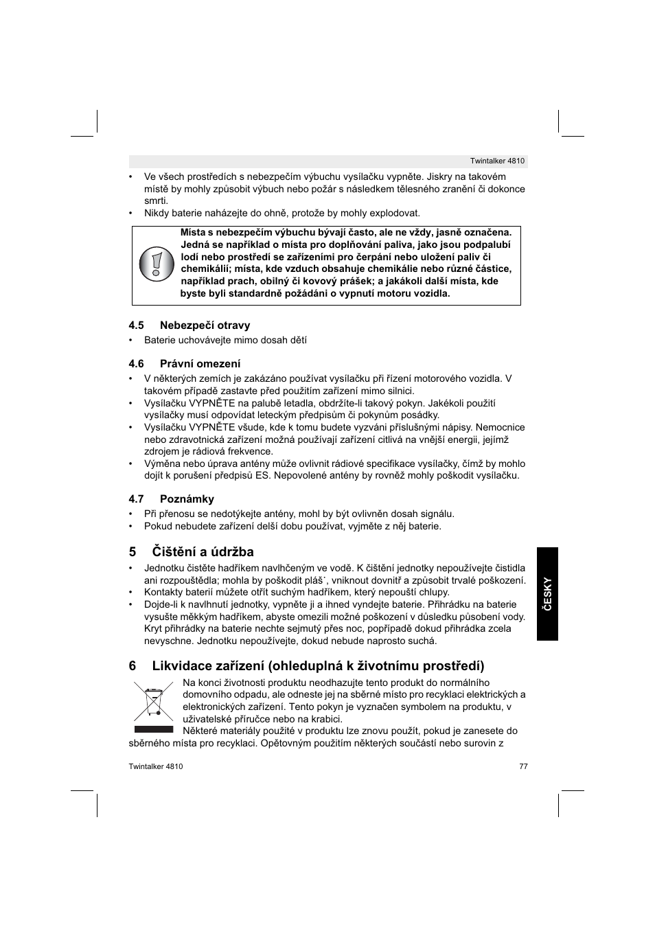 5ištní a údržba | Silvercrest TWINTALKER 4810 User Manual | Page 77 / 148