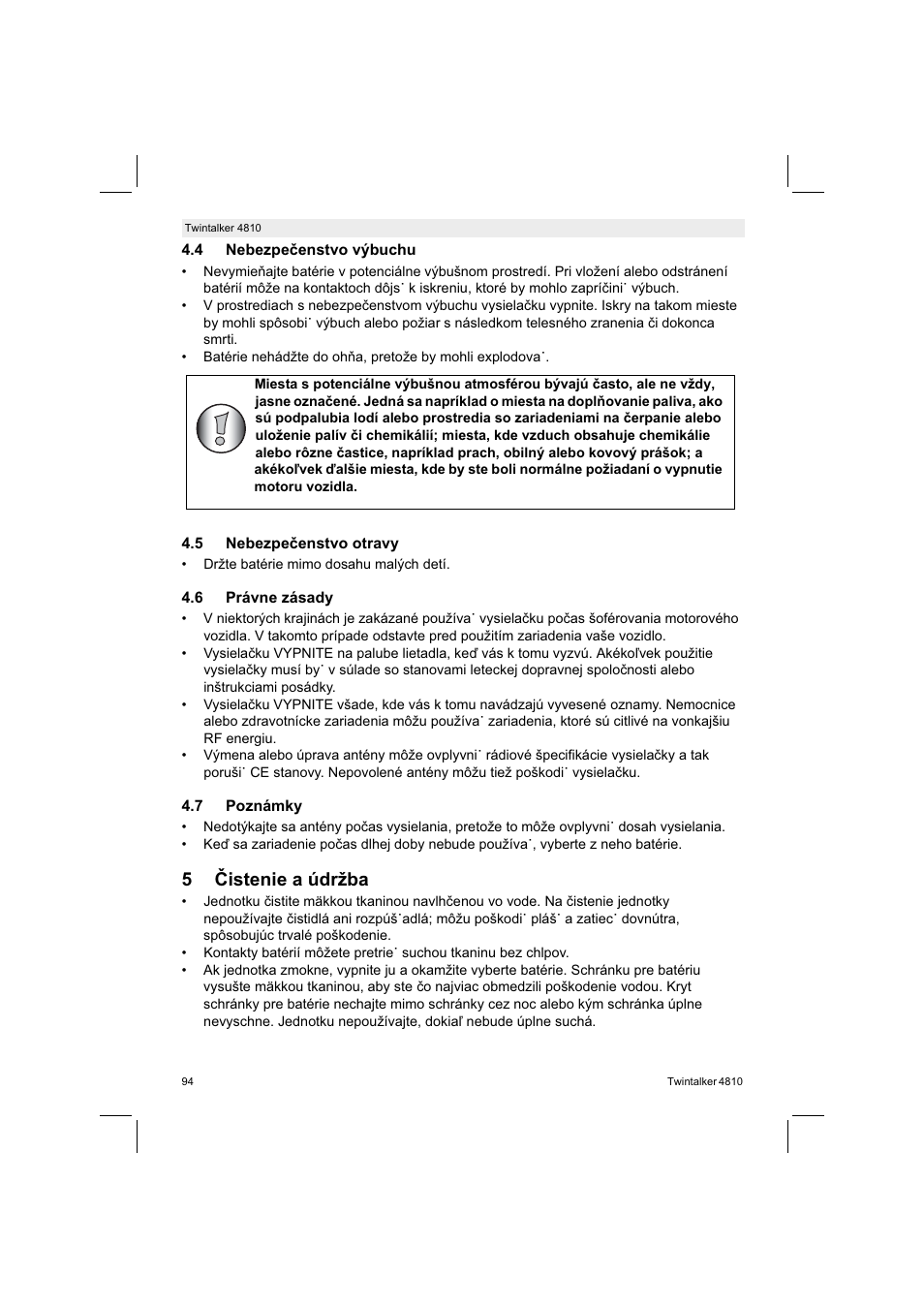 5istenie a údržba | Silvercrest TWINTALKER 4810 User Manual | Page 94 / 148