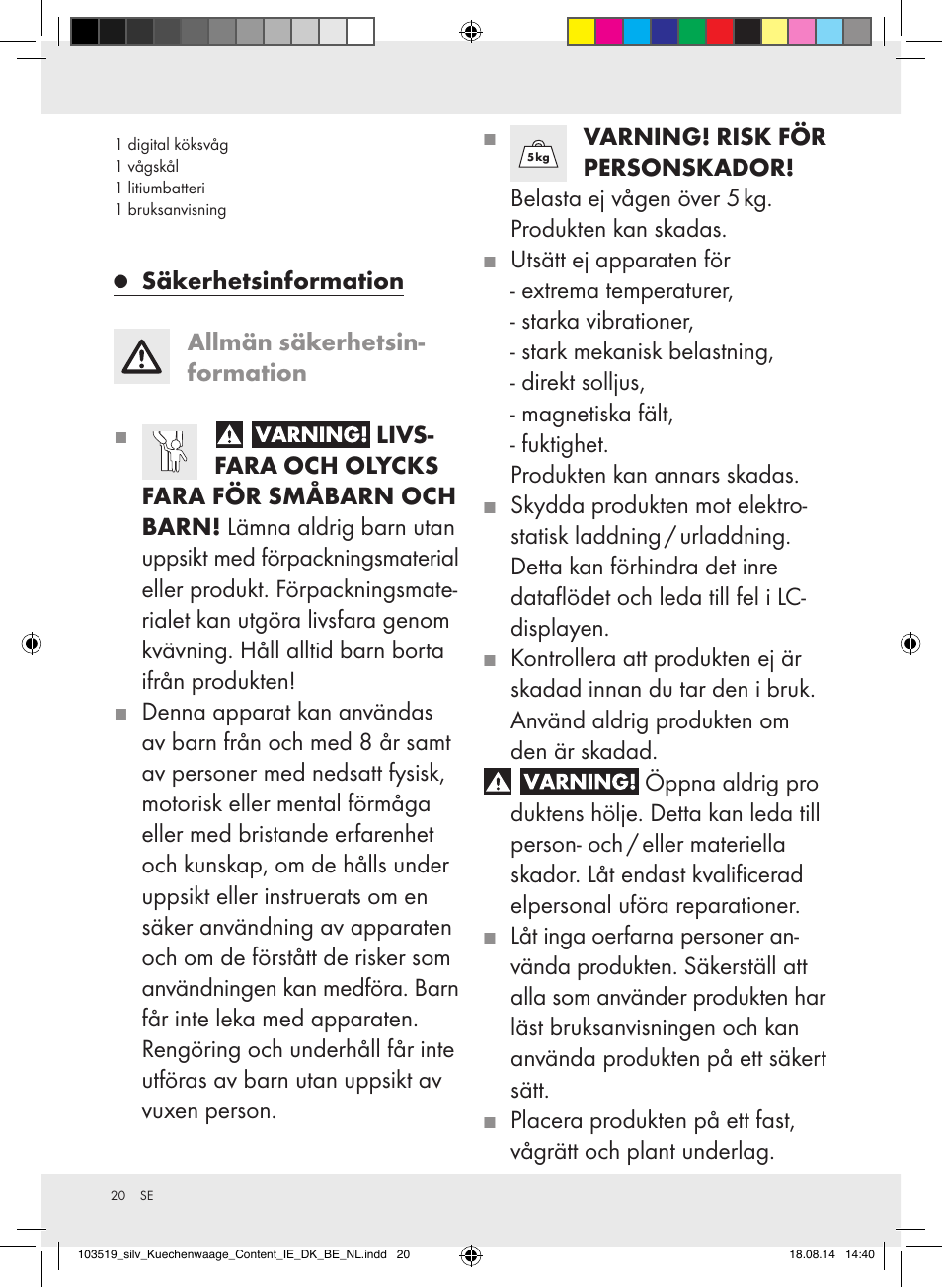 Silvercrest H14271A/H14271B/H14271C User Manual | Page 20 / 55