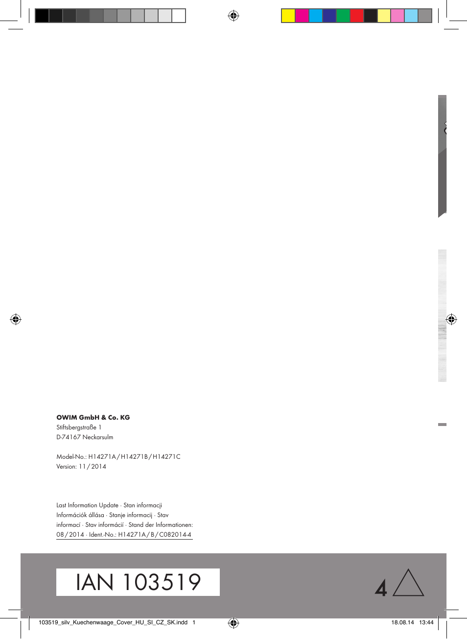 Silvercrest H14271A/H14271B/H14271C User Manual | Page 56 / 56