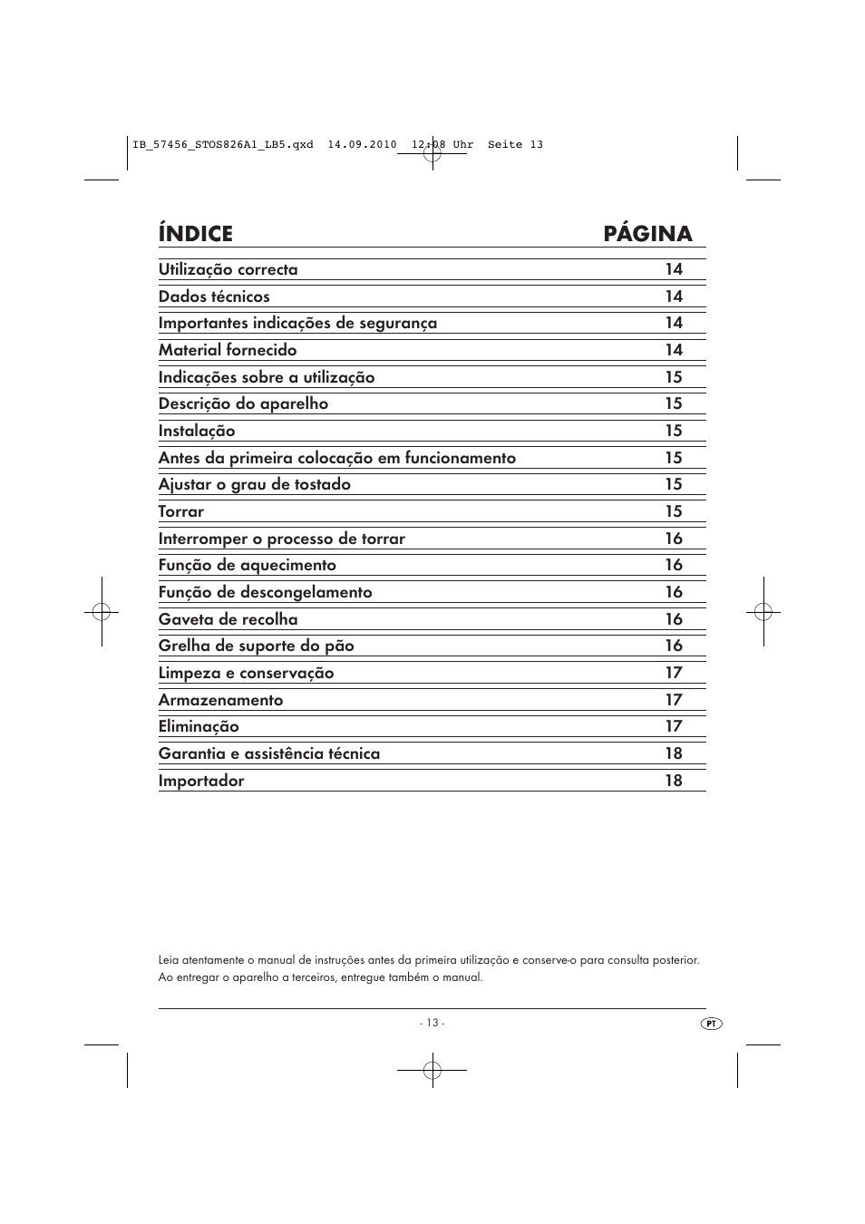 Índice página | Silvercrest STOS 826 A1 User Manual | Page 15 / 32