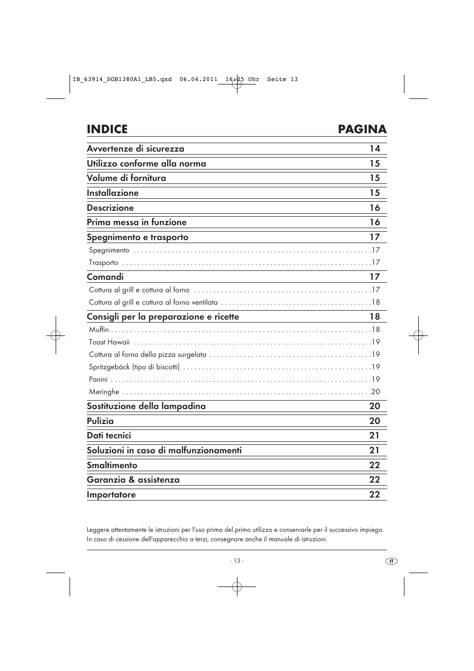 Indice pagina | Silvercrest SGB 1380 B2 User Manual | Page 15 / 60