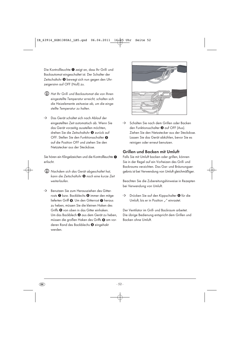 Grillen und backen mit umluft | Silvercrest SGB 1380 B2 User Manual | Page 54 / 60