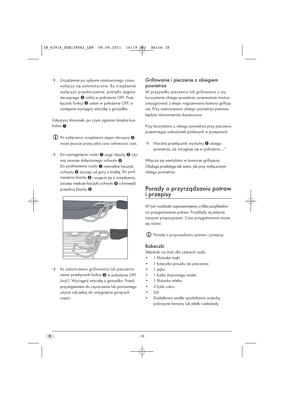 Porady o przyrządzaniu potraw i przepisy, Grillowanie i pieczenie z obiegiem powietrza, Babeczki | Silvercrest SGB 1380 B2 User Manual | Page 20 / 86