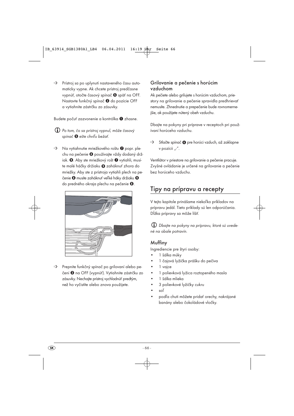 Tipy na prípravu a recepty, Grilovanie a pečenie s horúcim vzduchom, Muffiny | Silvercrest SGB 1380 B2 User Manual | Page 68 / 86