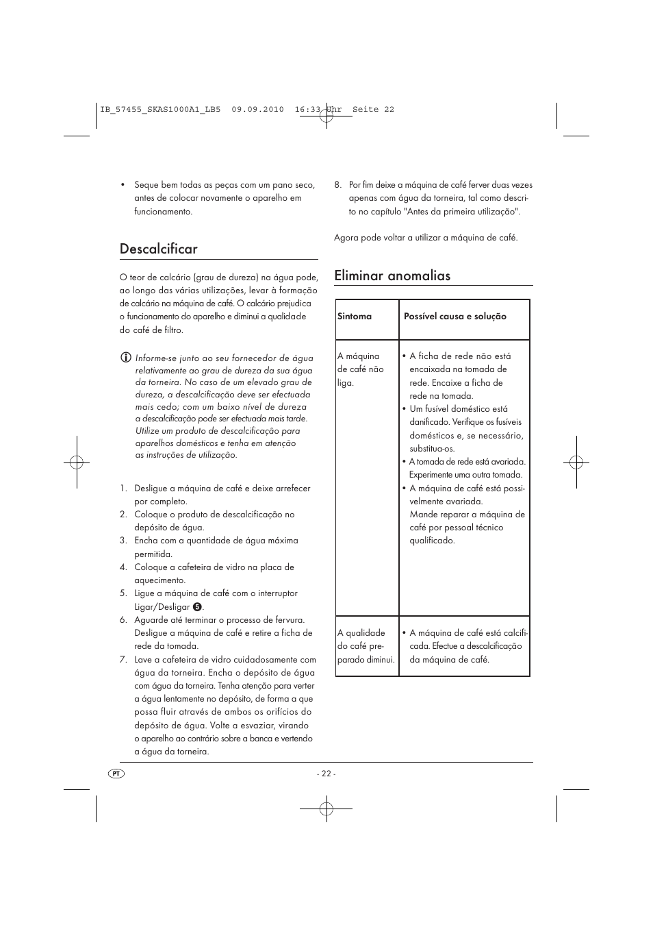 Descalcificar, Eliminar anomalias | Silvercrest SKAS 1000 A1 User Manual | Page 24 / 42