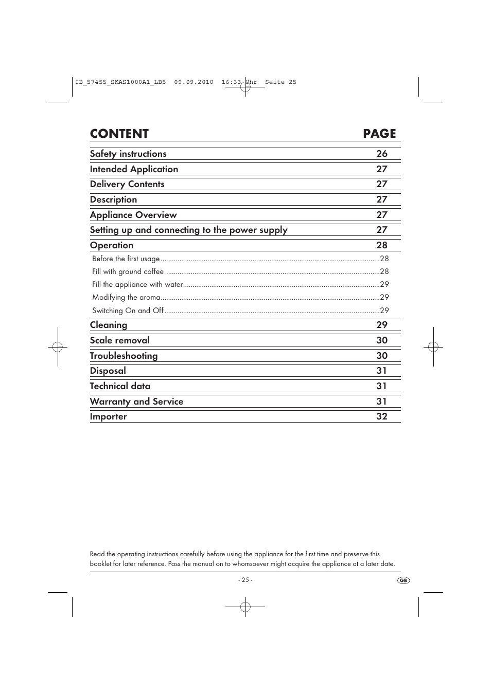 Content page | Silvercrest SKAS 1000 A1 User Manual | Page 27 / 42