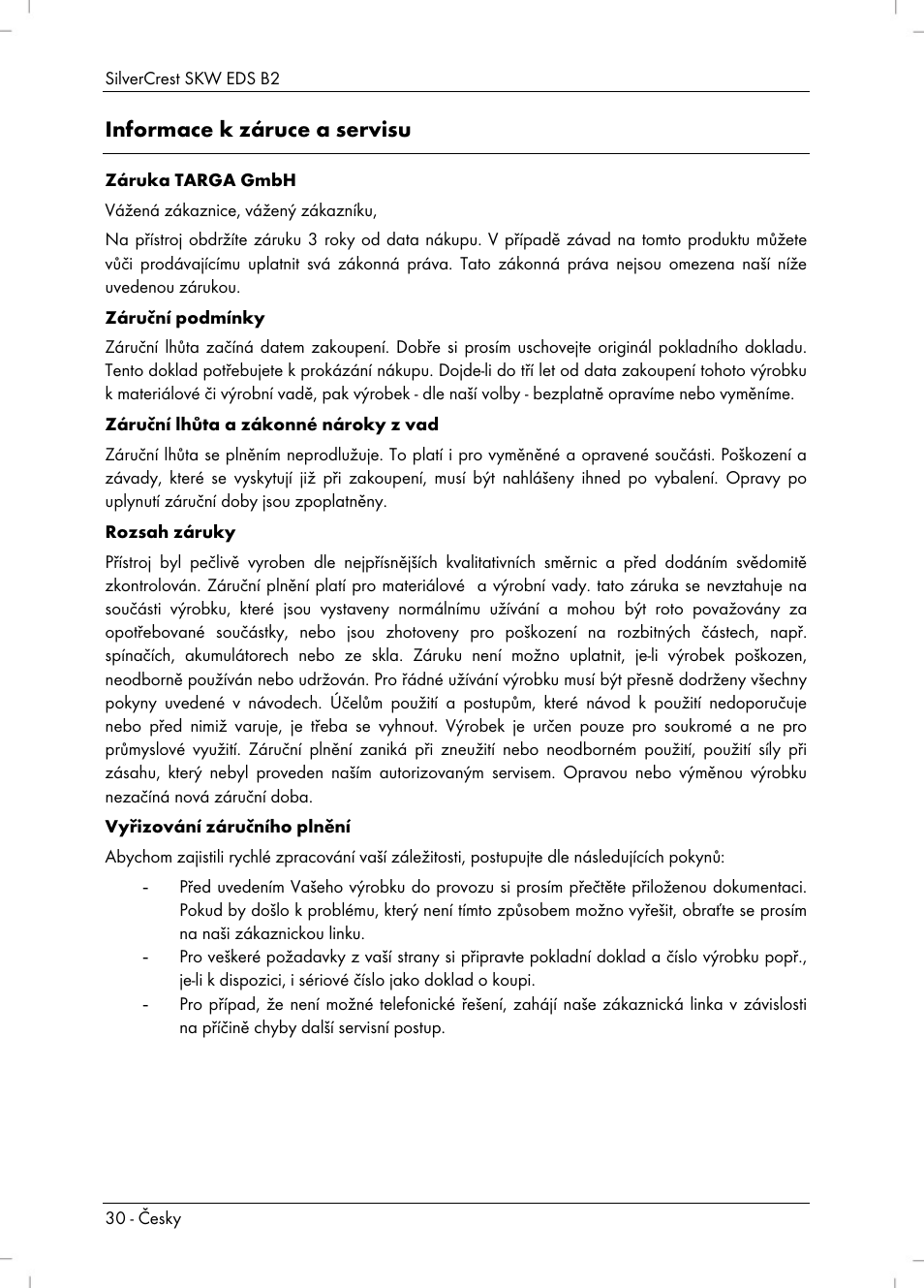 Informace k záruce a servisu | Silvercrest SKW EDS B2 User Manual | Page 32 / 54