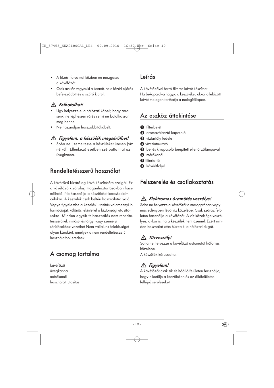Rendeltetésszerű használat, A csomag tartalma, Leírás | Az eszköz áttekintése, Felszerelés és csatlakoztatás | Silvercrest SKAS 1000 A1 User Manual | Page 21 / 58
