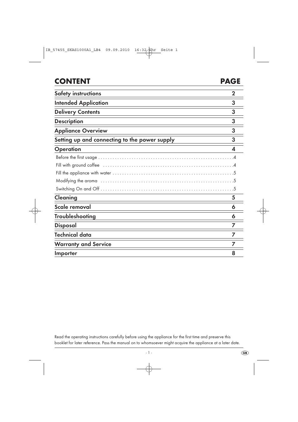 Content page | Silvercrest SKAS 1000 A1 User Manual | Page 3 / 58