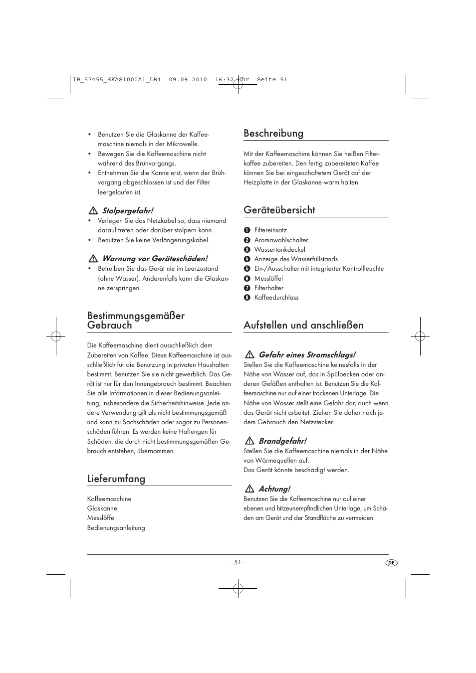 Bestimmungsgemäßer gebrauch, Lieferumfang, Beschreibung | Geräteübersicht, Aufstellen und anschließen | Silvercrest SKAS 1000 A1 User Manual | Page 53 / 58