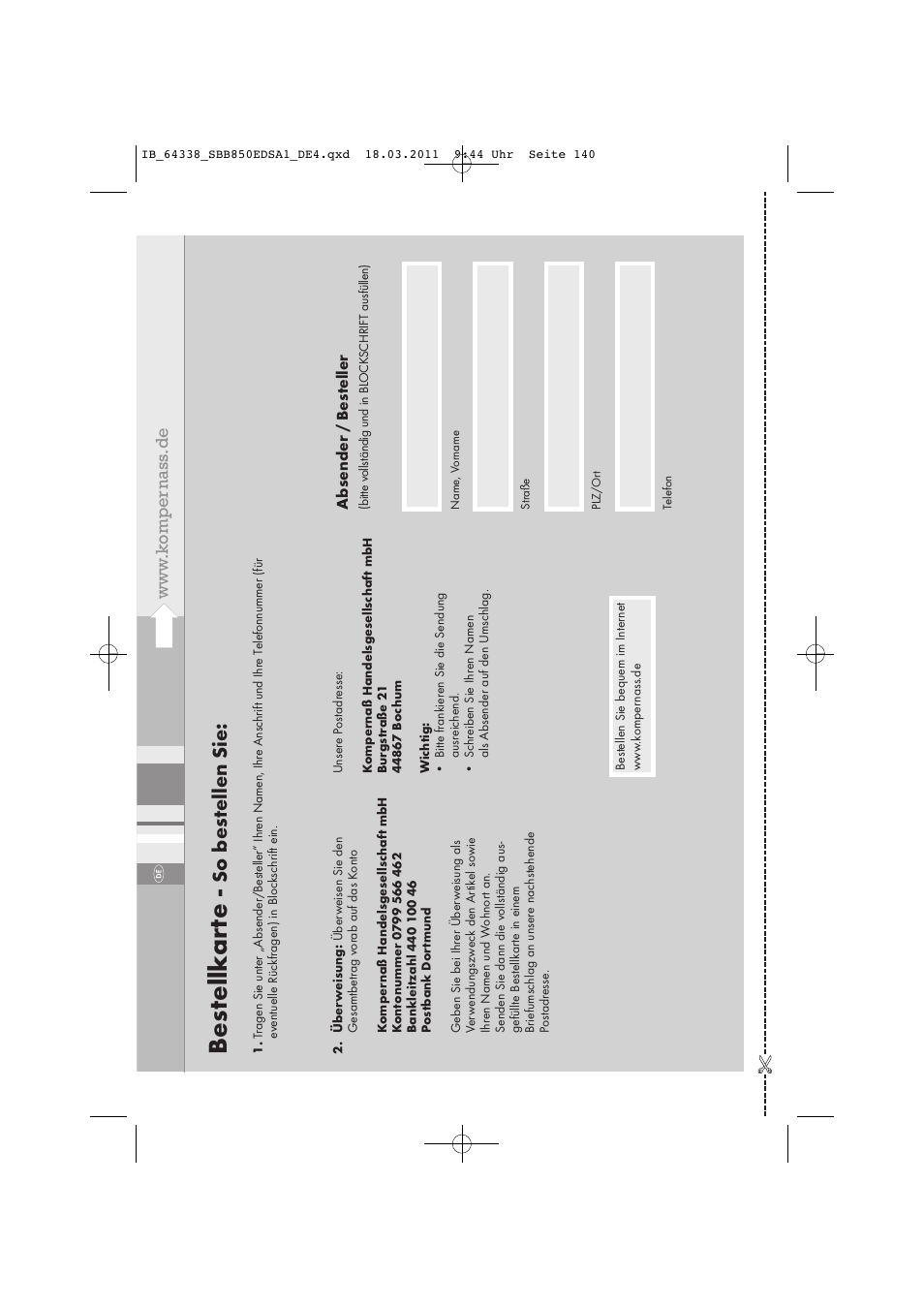 Bes tellk ar te, So bes tellen sie | Silvercrest SBB 850 EDS A1 User Manual | Page 142 / 146