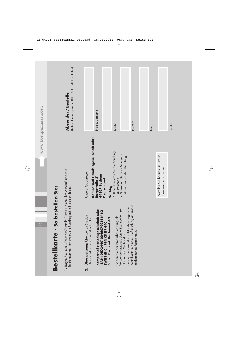 Bes tellk ar te, So bes tellen sie | Silvercrest SBB 850 EDS A1 User Manual | Page 144 / 146