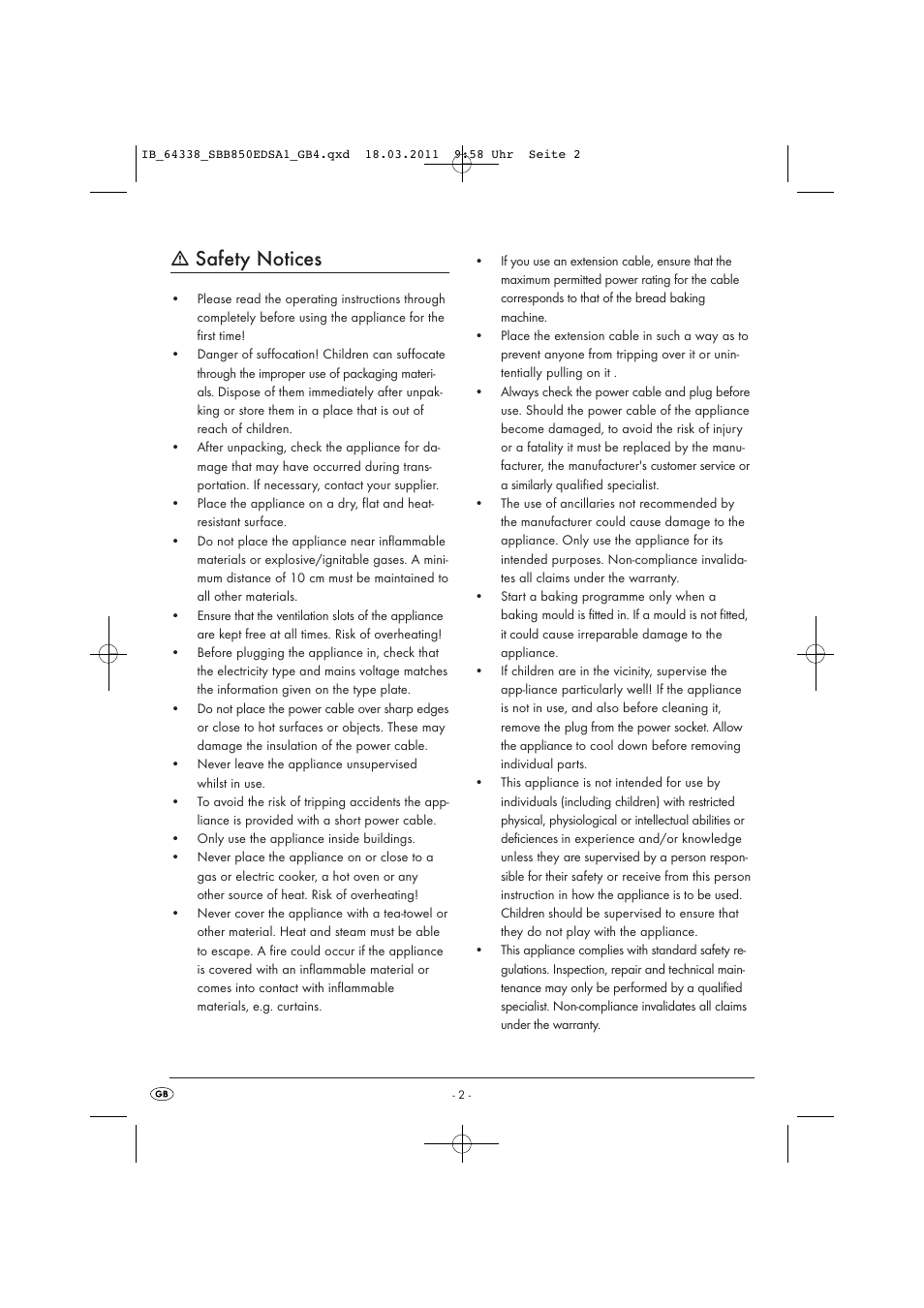 Safety notices | Silvercrest SBB 850 EDS A1 User Manual | Page 4 / 146
