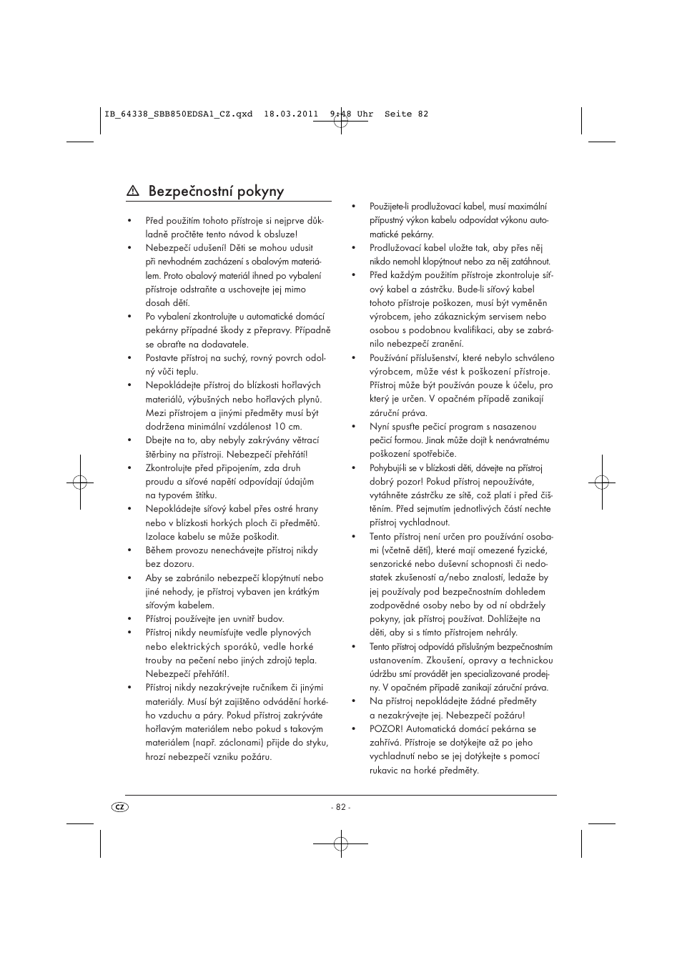 Bezpečnostní pokyny | Silvercrest SBB 850 EDS A1 User Manual | Page 84 / 146