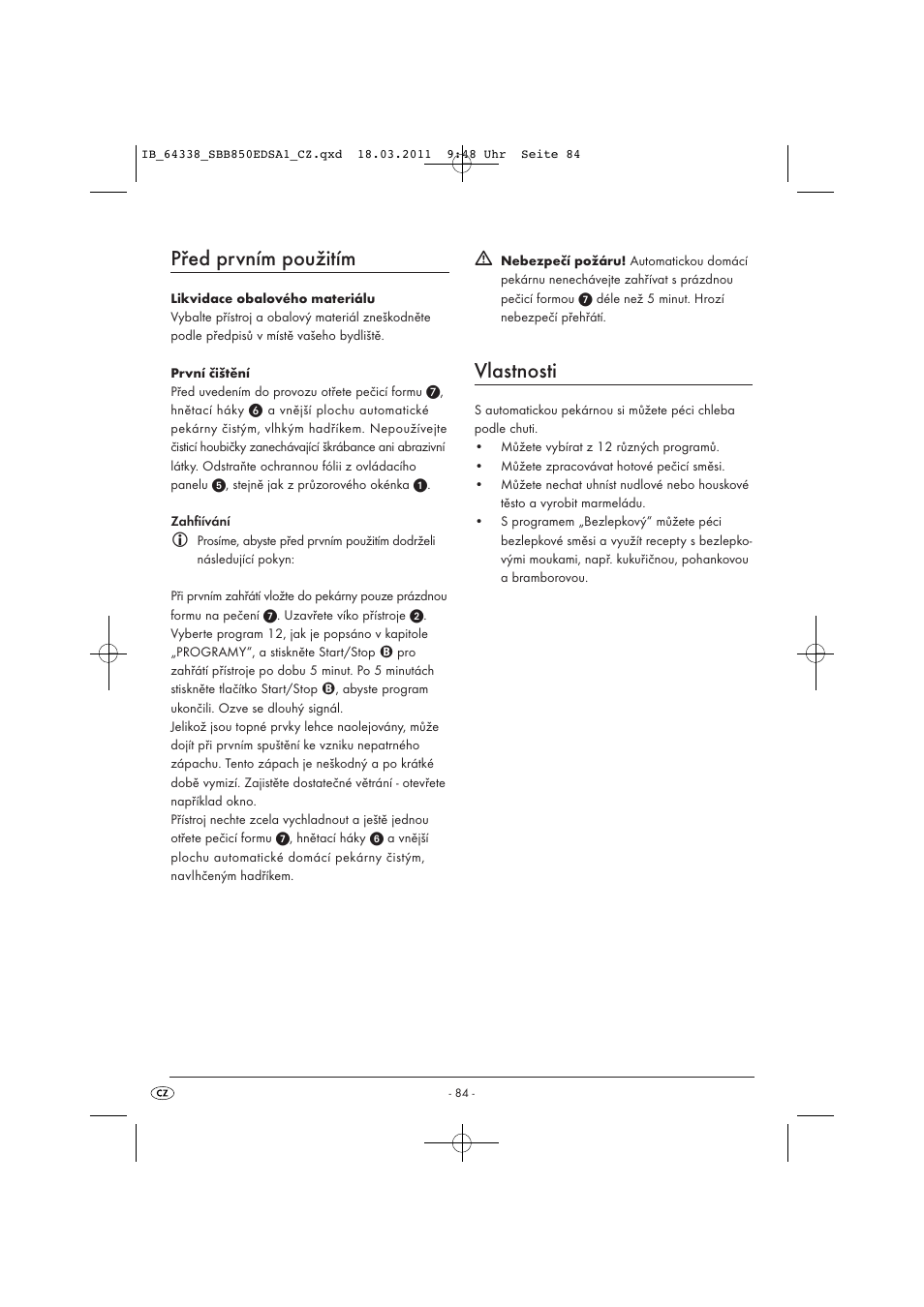 Před prvním použitím, Vlastnosti | Silvercrest SBB 850 EDS A1 User Manual | Page 86 / 146