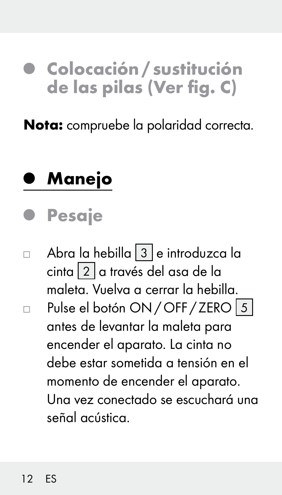 Colocación / sustitución de las pilas (ver fig. c), Manejo pesaje | Silvercrest Z31894 User Manual | Page 12 / 90