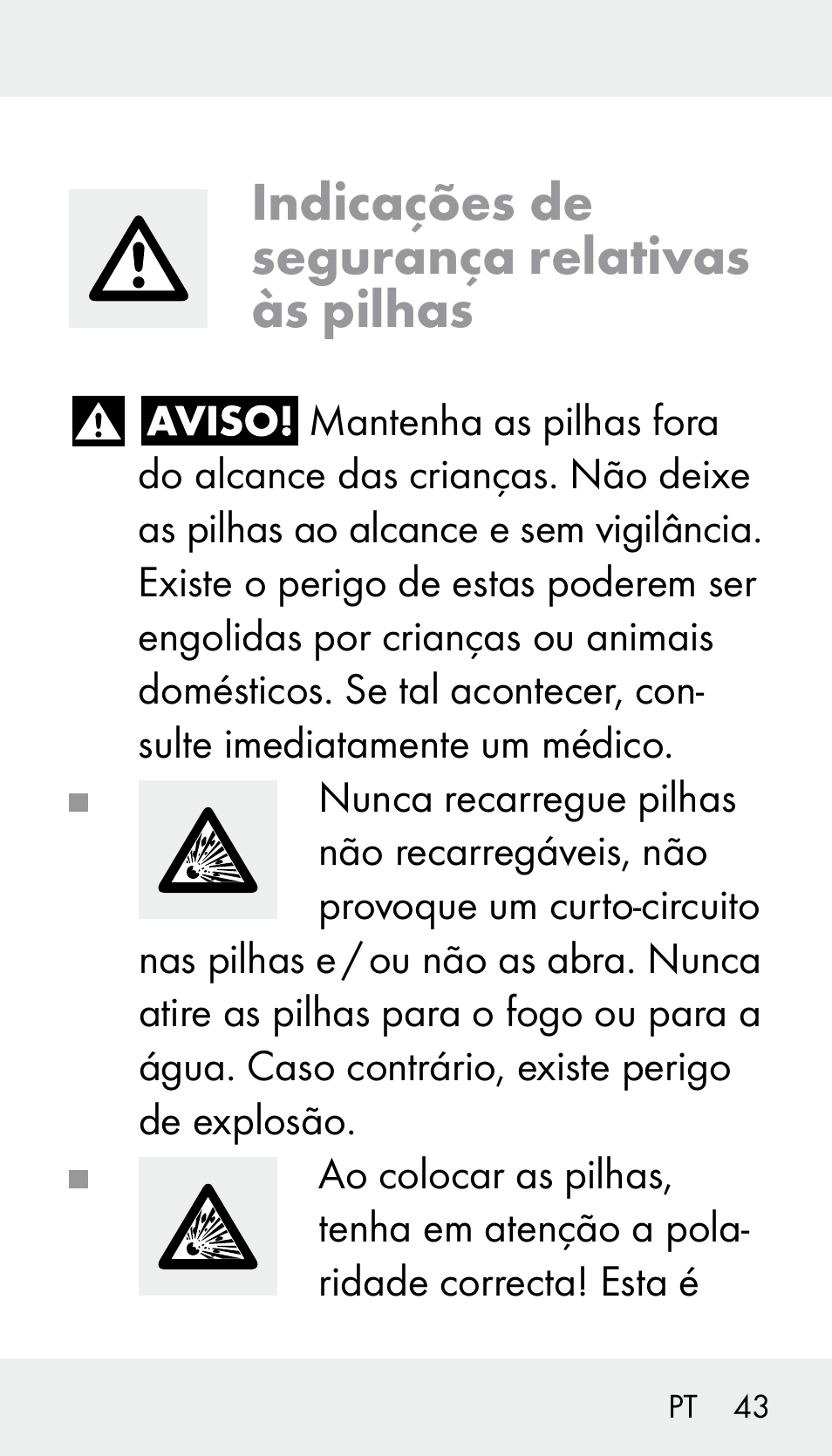 Indicações de segurança relativas às pilhas | Silvercrest Z31894 User Manual | Page 43 / 90