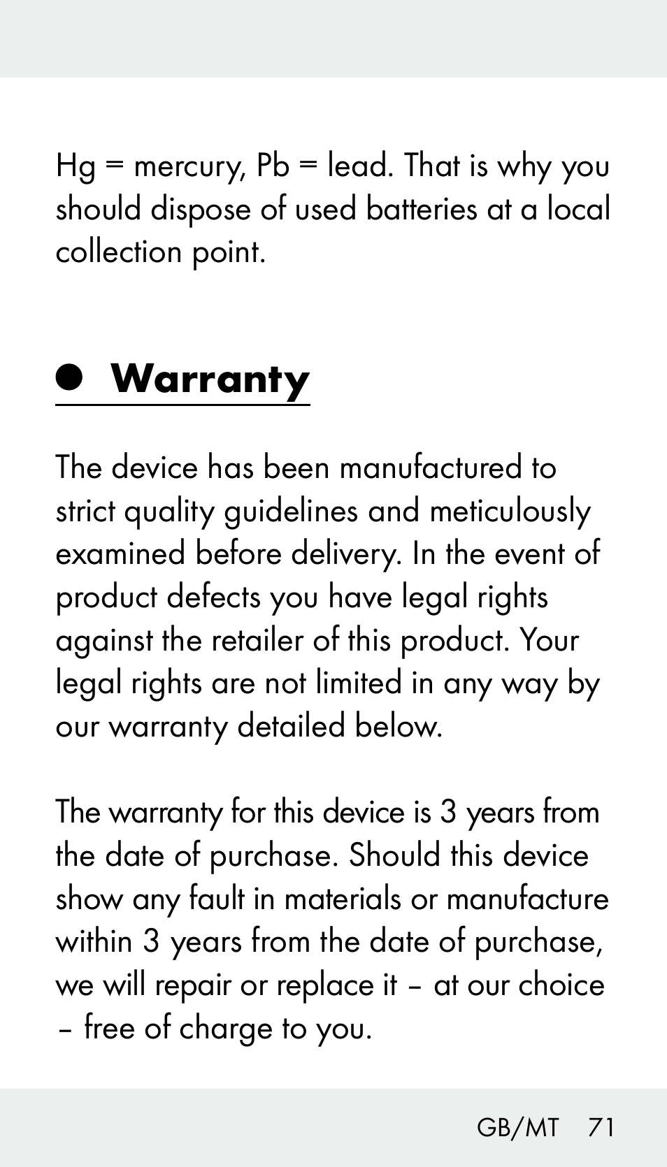Warranty | Silvercrest Z31894 User Manual | Page 71 / 90