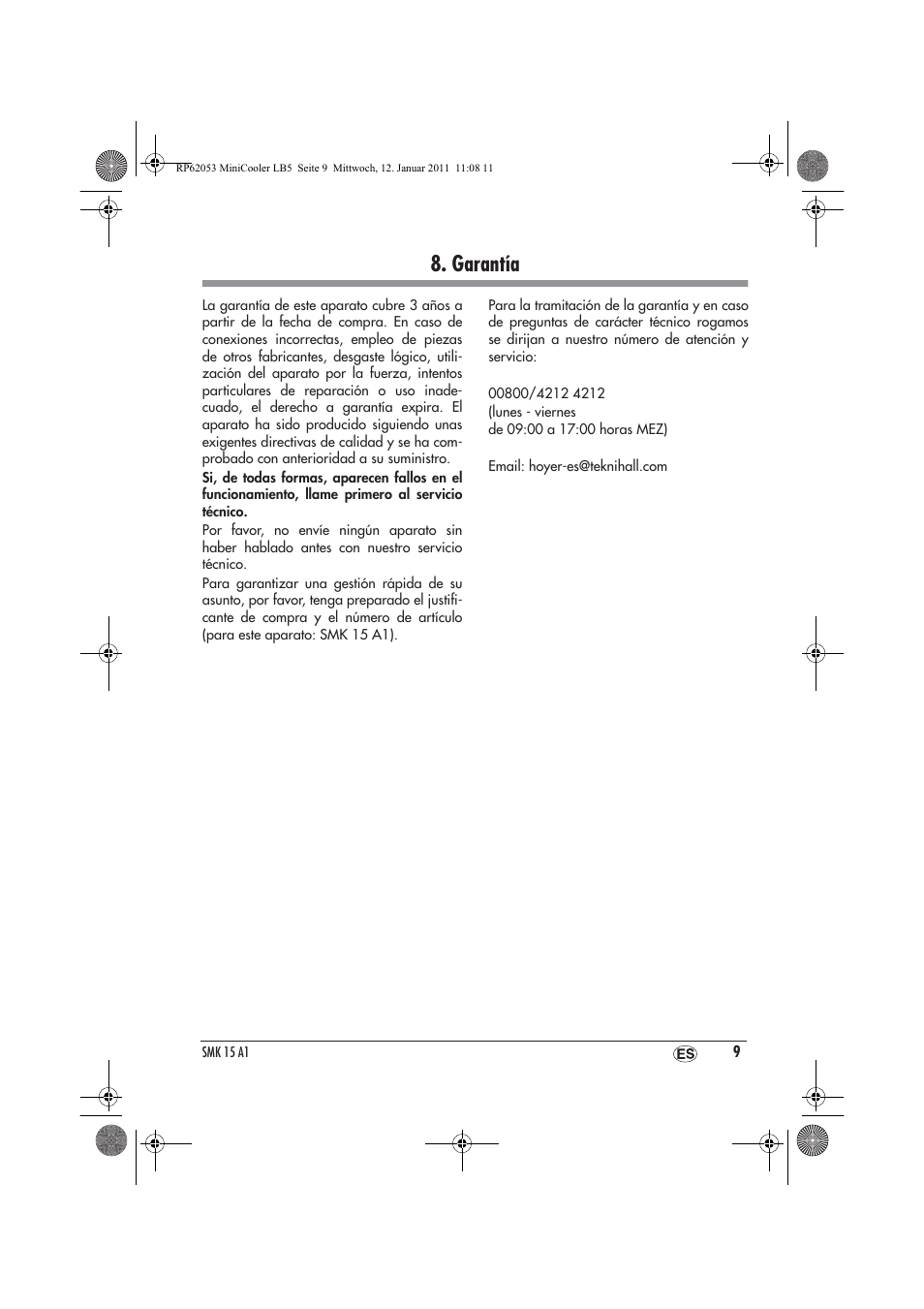 Garantía | Silvercrest SMK 15 A1 User Manual | Page 11 / 42