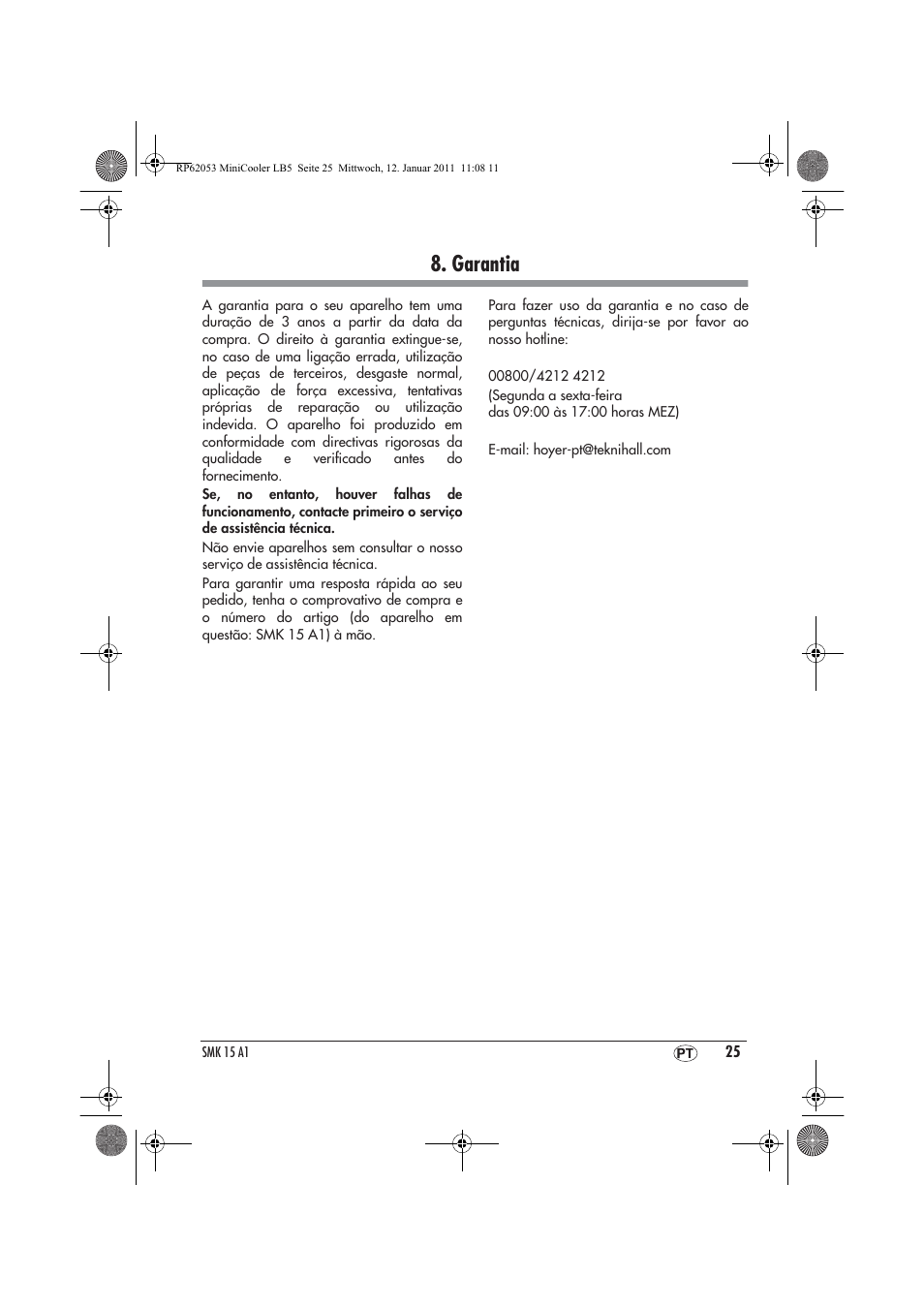 Garantia | Silvercrest SMK 15 A1 User Manual | Page 27 / 42