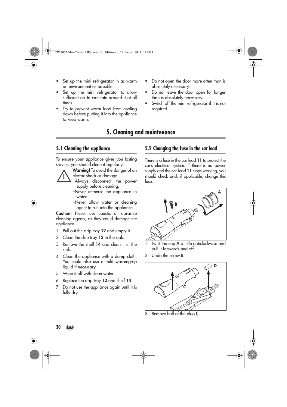 Cleaning and maintenance, 1 cleaning the appliance, 2 changing the fuse in the car lead | Silvercrest SMK 15 A1 User Manual | Page 32 / 42