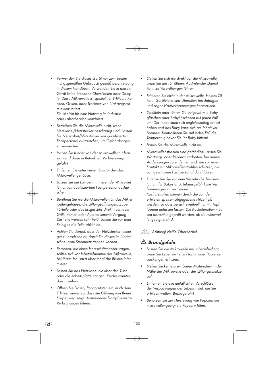 Brandgefahr | Silvercrest SMW 900 EDS A1 User Manual | Page 102 / 123