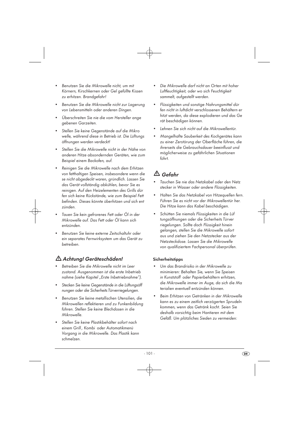 Achtung! geräteschäden, Gefahr | Silvercrest SMW 900 EDS A1 User Manual | Page 103 / 123