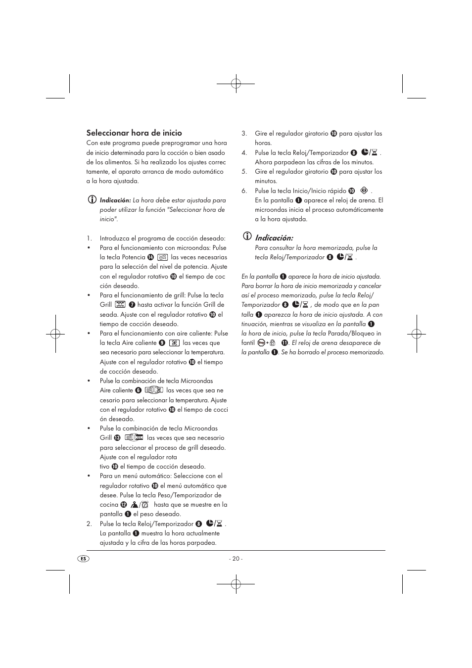 Seleccionar hora de inicio, Indicación | Silvercrest SMW 900 EDS A1 User Manual | Page 22 / 123