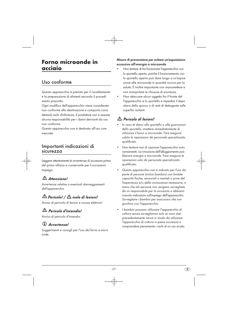 Forno microonde in acciaio, Uso conforme, Importanti indicazioni di sicurezza | Silvercrest SMW 900 EDS A1 User Manual | Page 29 / 123
