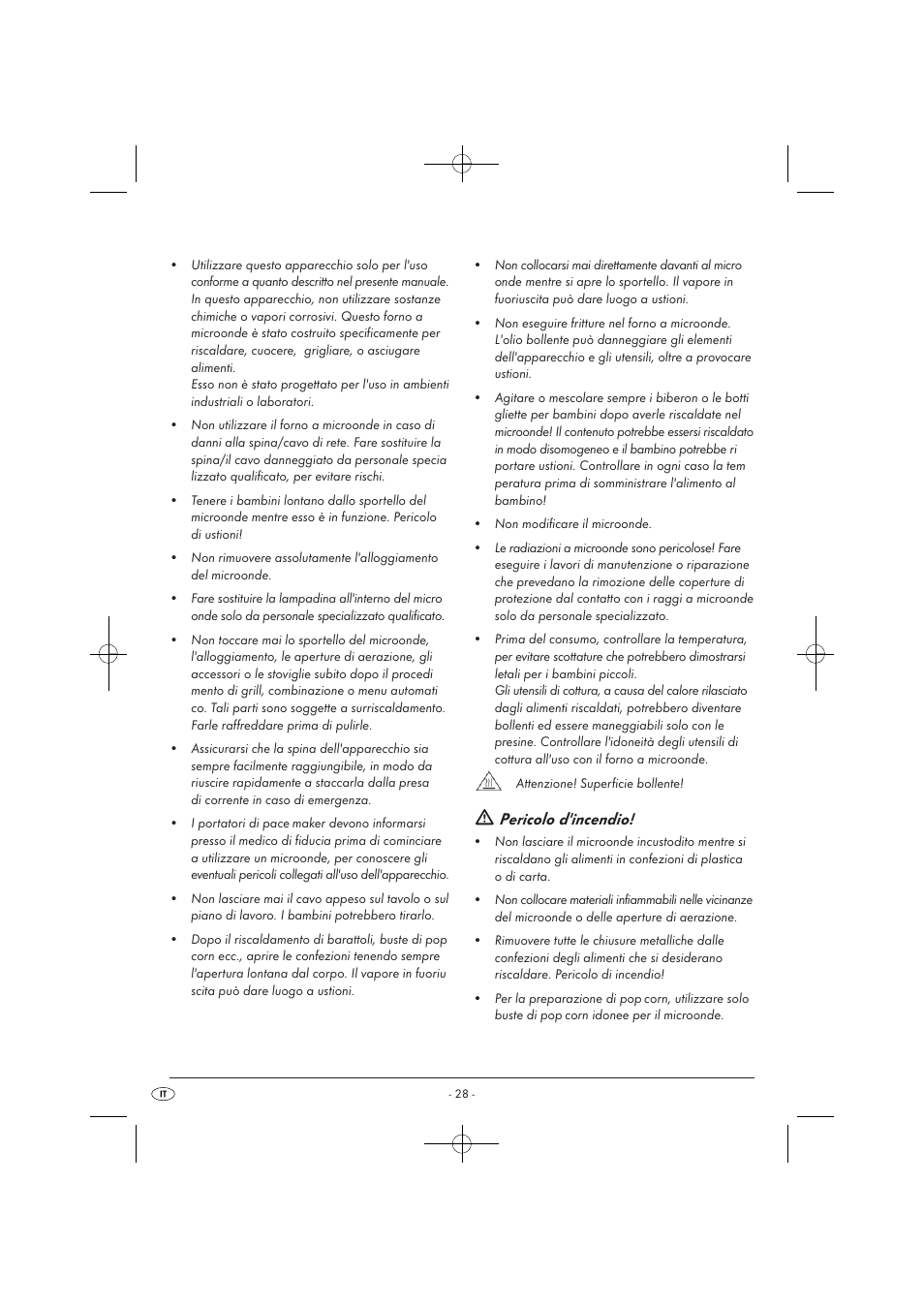 Pericolo d'incendio | Silvercrest SMW 900 EDS A1 User Manual | Page 30 / 123