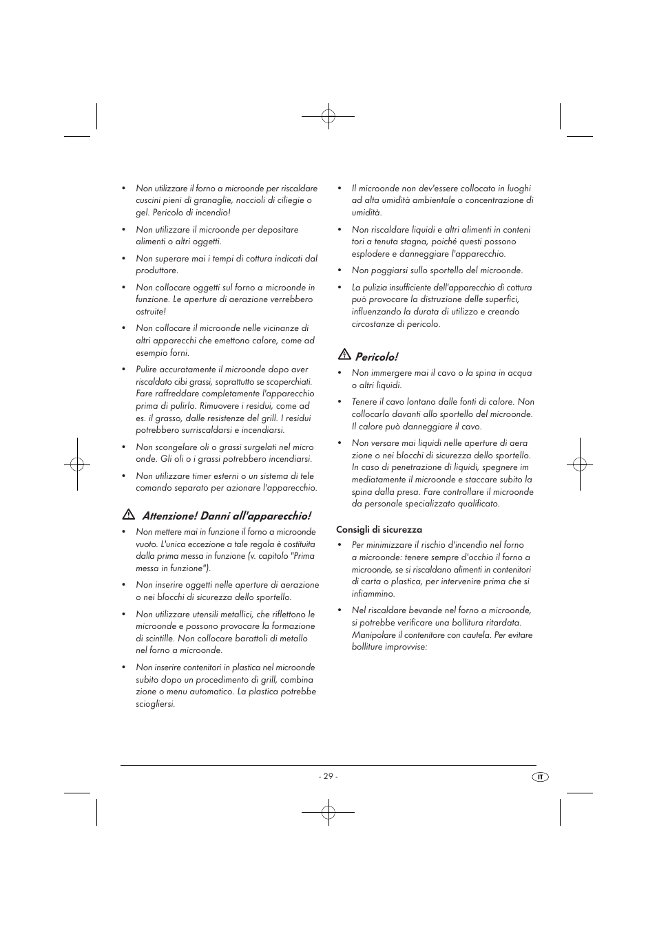 Attenzione! danni all'apparecchio, Pericolo | Silvercrest SMW 900 EDS A1 User Manual | Page 31 / 123