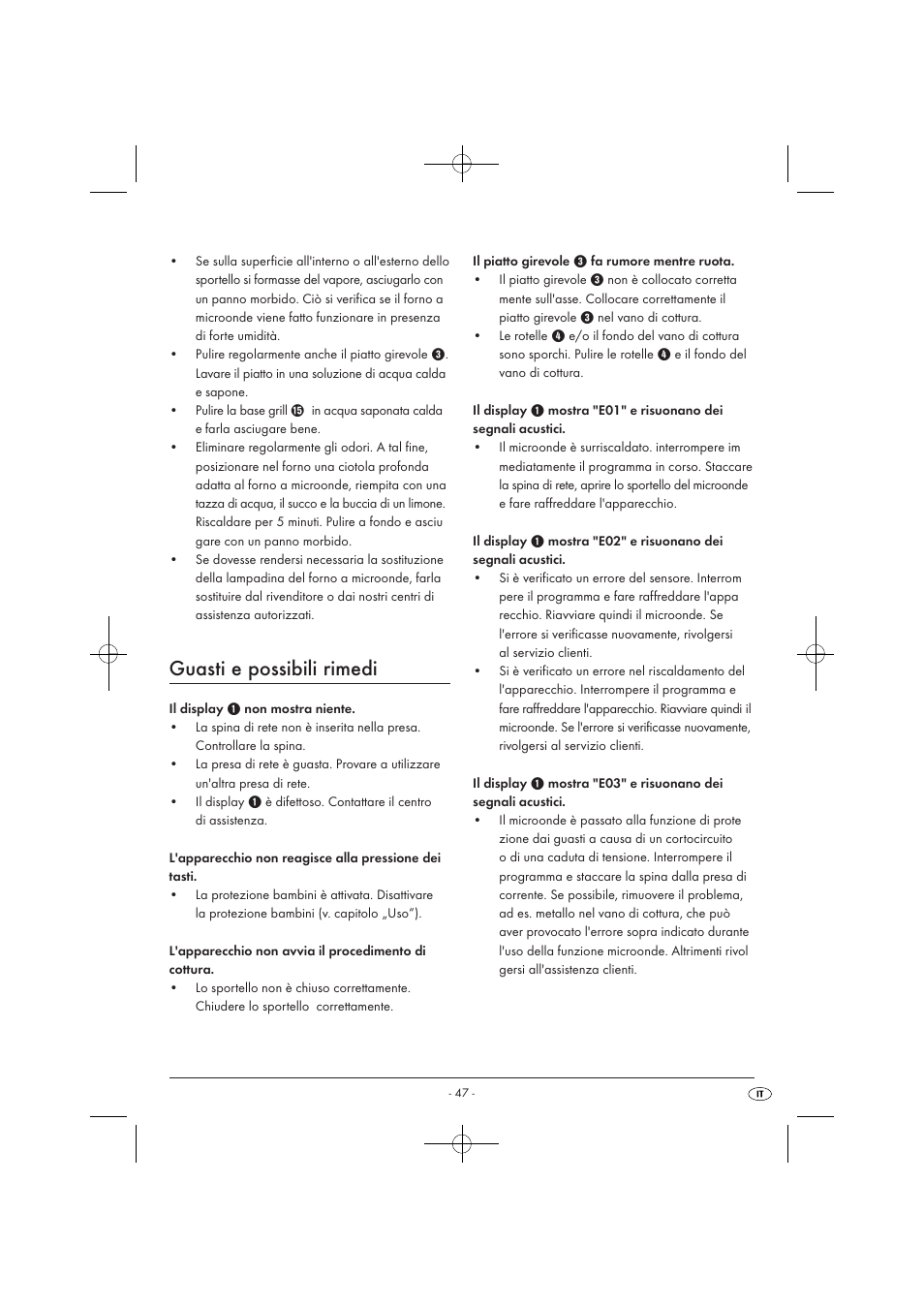 Guasti e possibili rimedi | Silvercrest SMW 900 EDS A1 User Manual | Page 49 / 123