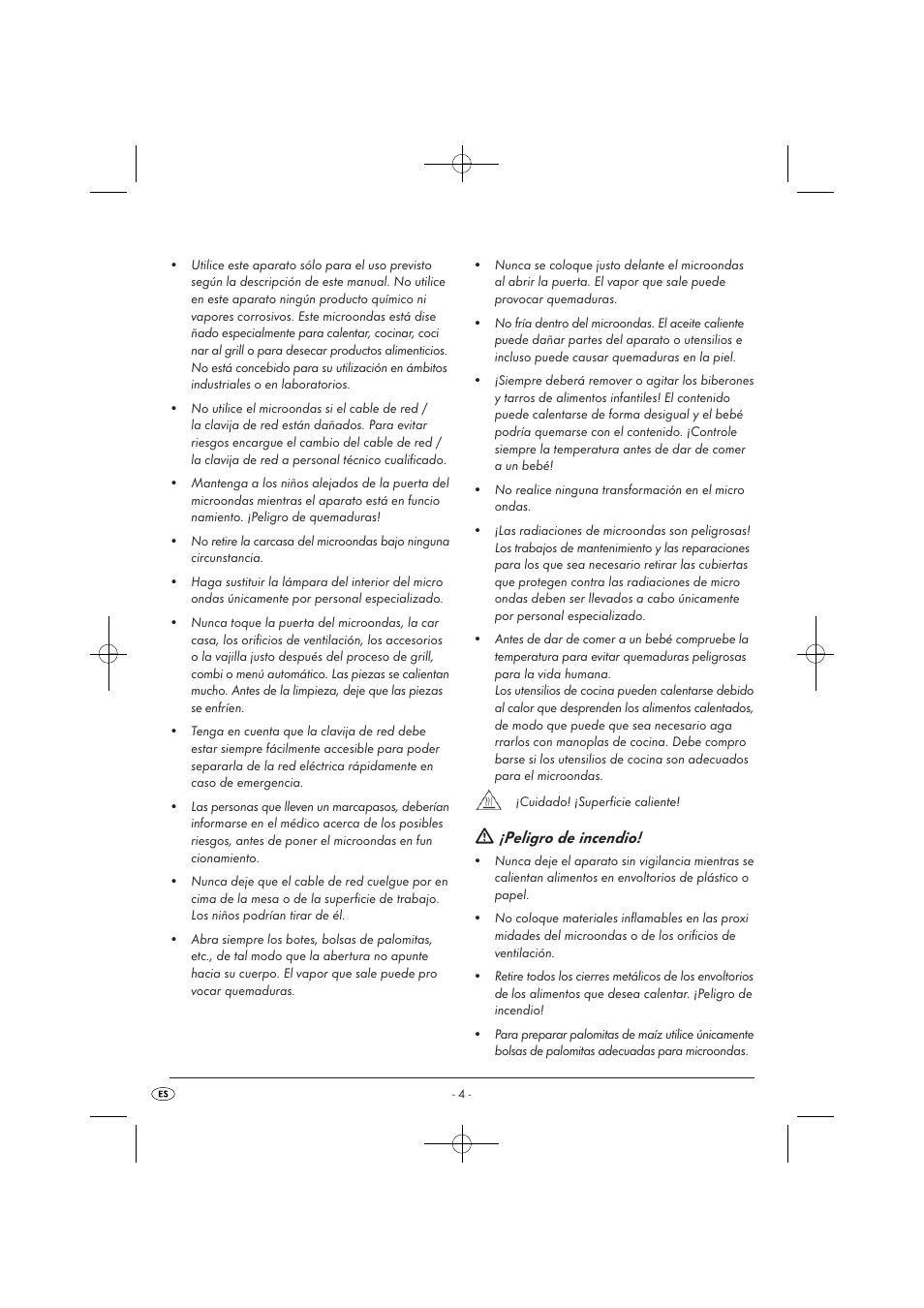 Peligro de incendio | Silvercrest SMW 900 EDS A1 User Manual | Page 6 / 123