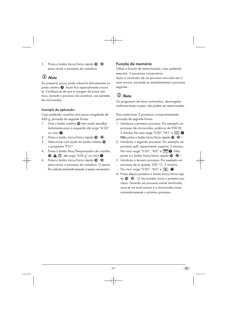 Nota, Função de memória | Silvercrest SMW 900 EDS A1 User Manual | Page 69 / 123