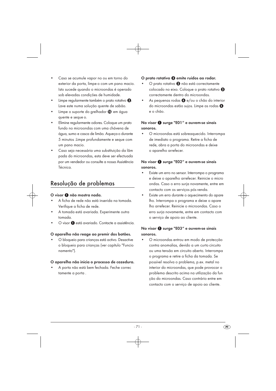 Resolução de problemas | Silvercrest SMW 900 EDS A1 User Manual | Page 73 / 123