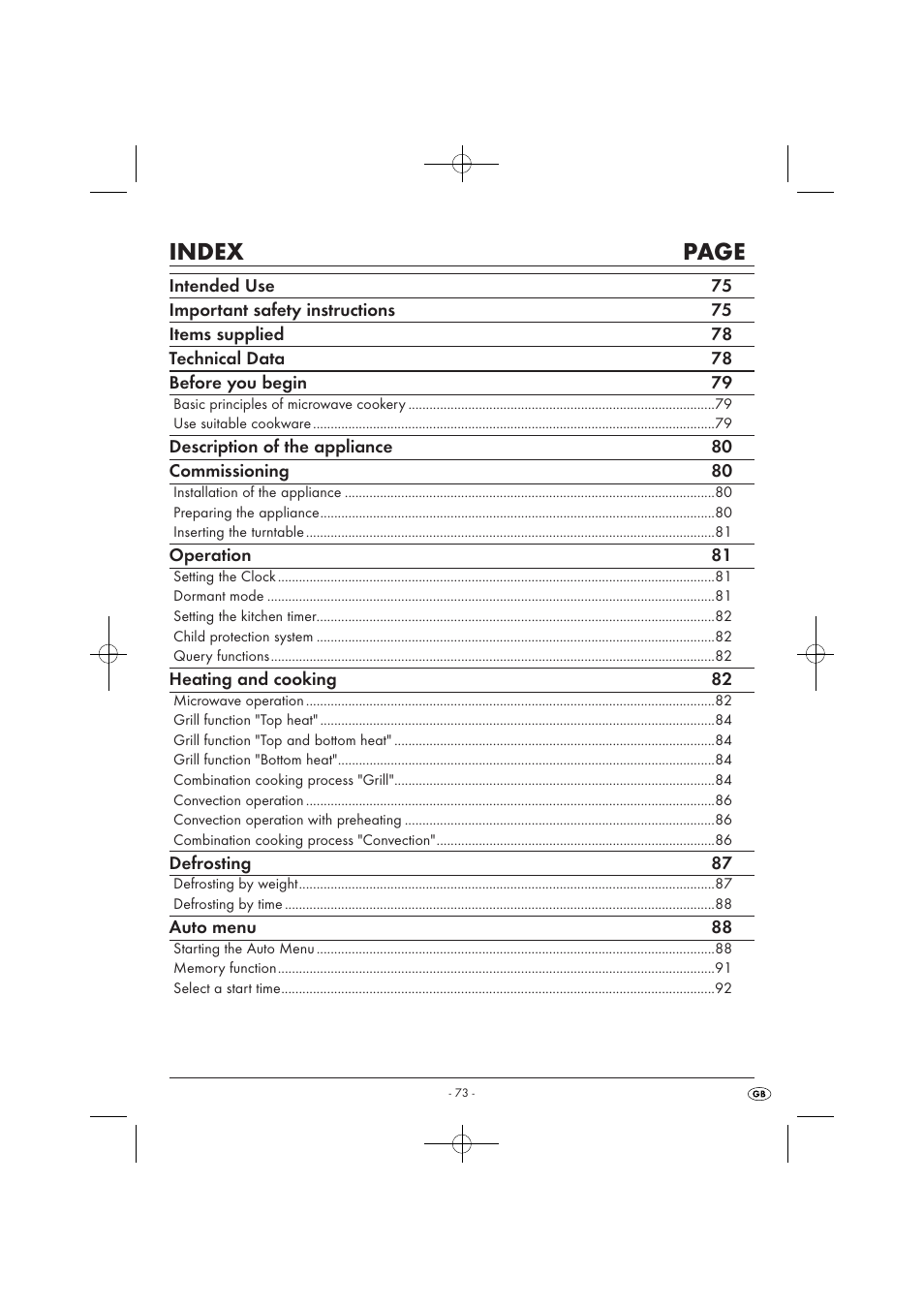 Index page | Silvercrest SMW 900 EDS A1 User Manual | Page 75 / 123