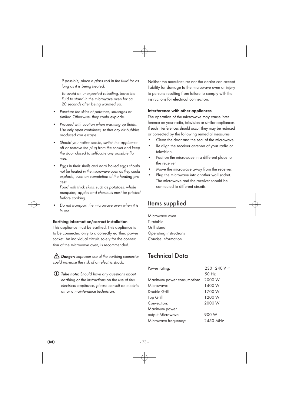 Items supplied, Technical data | Silvercrest SMW 900 EDS A1 User Manual | Page 80 / 123