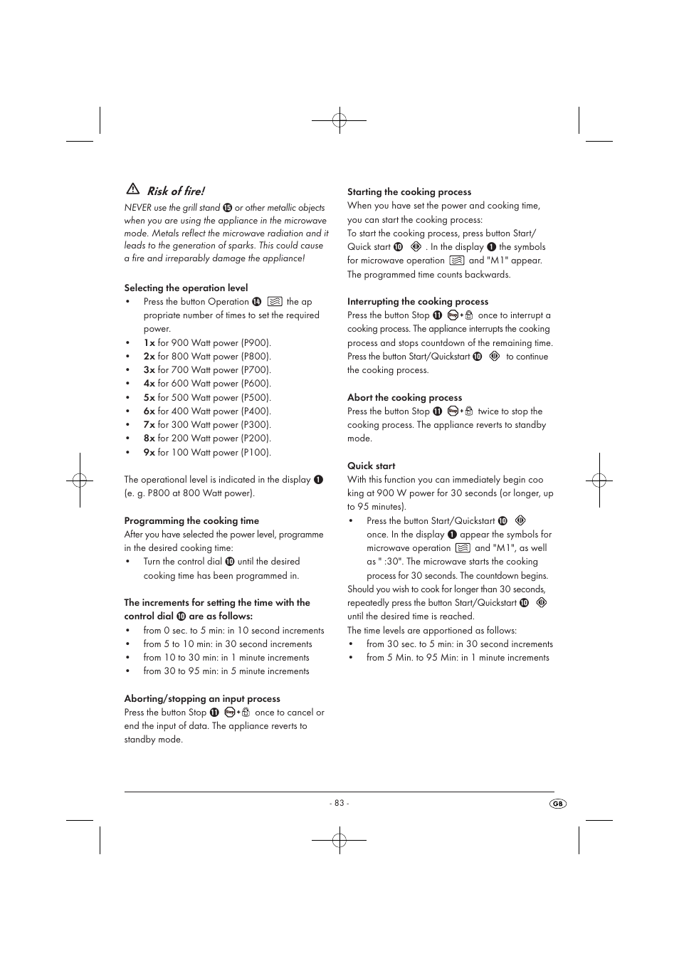 Risk of fire | Silvercrest SMW 900 EDS A1 User Manual | Page 85 / 123