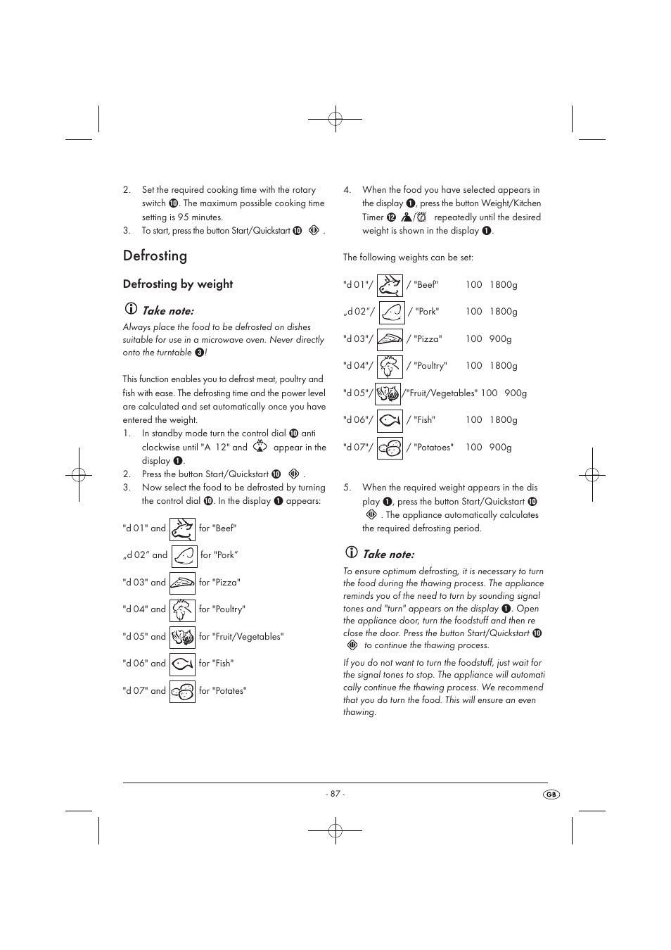 Defrosting | Silvercrest SMW 900 EDS A1 User Manual | Page 89 / 123