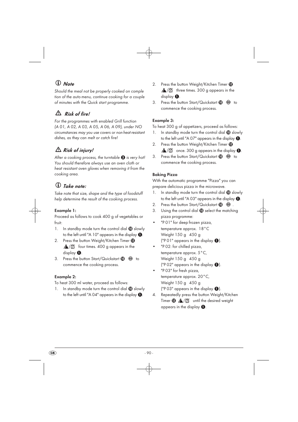 Risk of fire, Risk of injury | Silvercrest SMW 900 EDS A1 User Manual | Page 92 / 123
