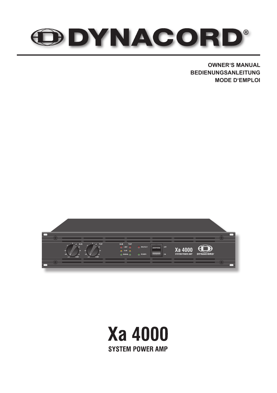 Dynacord System Power Amp Xa 4000 User Manual | 48 pages