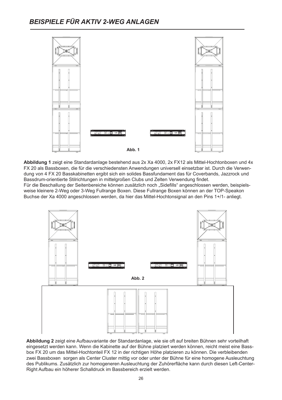 Beispiele für aktiv 2-weg anlagen | Dynacord System Power Amp Xa 4000 User Manual | Page 26 / 48
