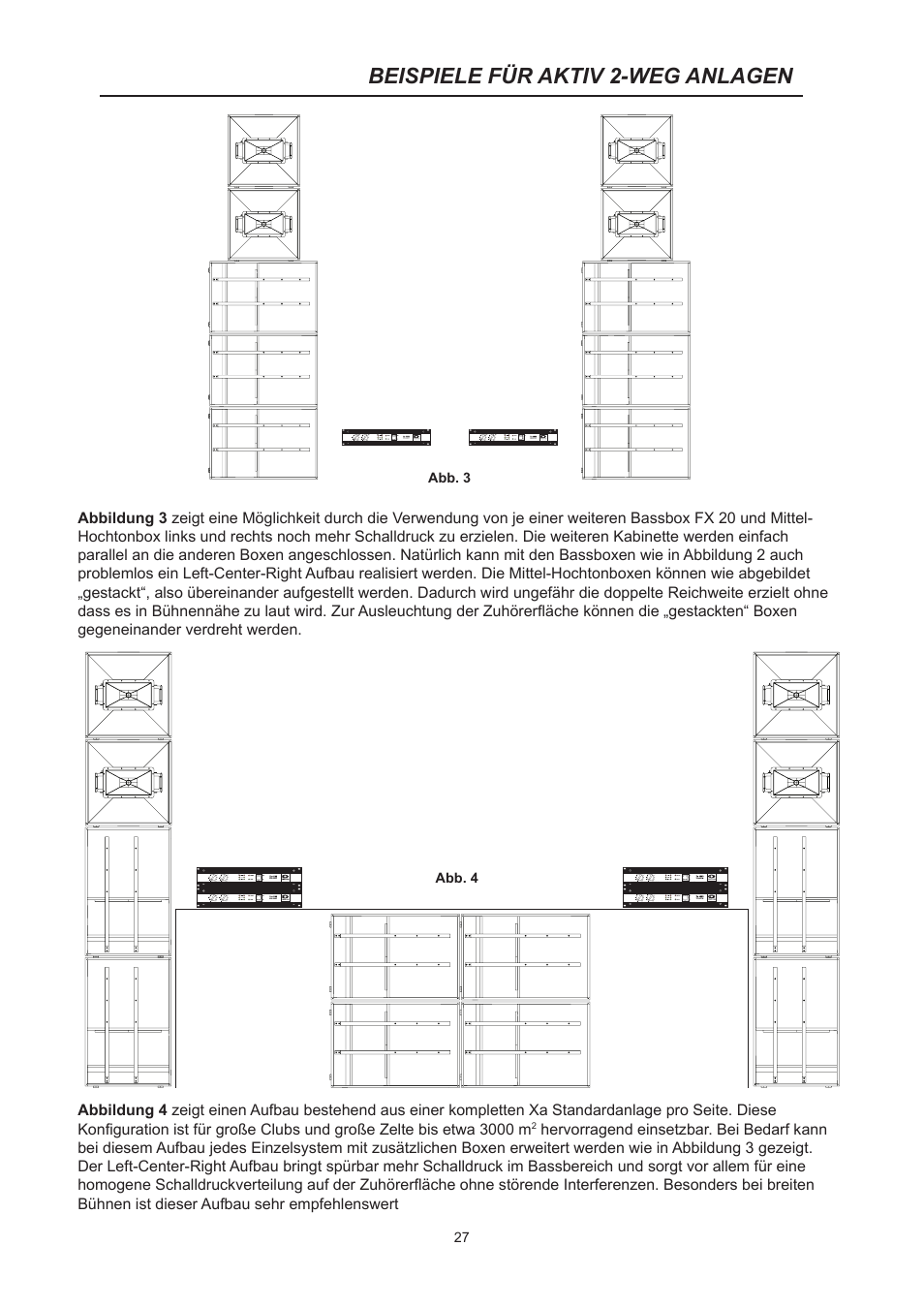 Beispiele für aktiv 2-weg anlagen | Dynacord System Power Amp Xa 4000 User Manual | Page 27 / 48